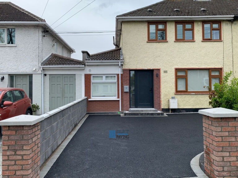 Asphalt Driveway with New Wall and Brick Pillars in Santry, Dublin