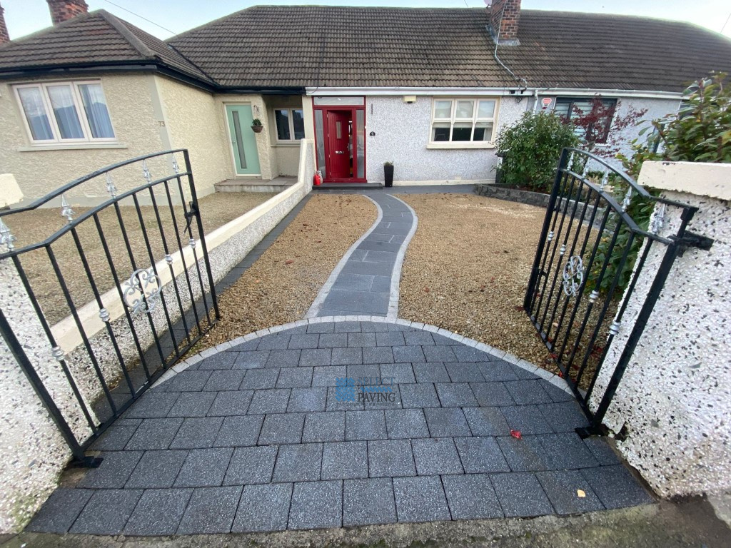 Gravel Driveway with Granite Apron and Belvedere Granite Patio in Terenure, Dublin
