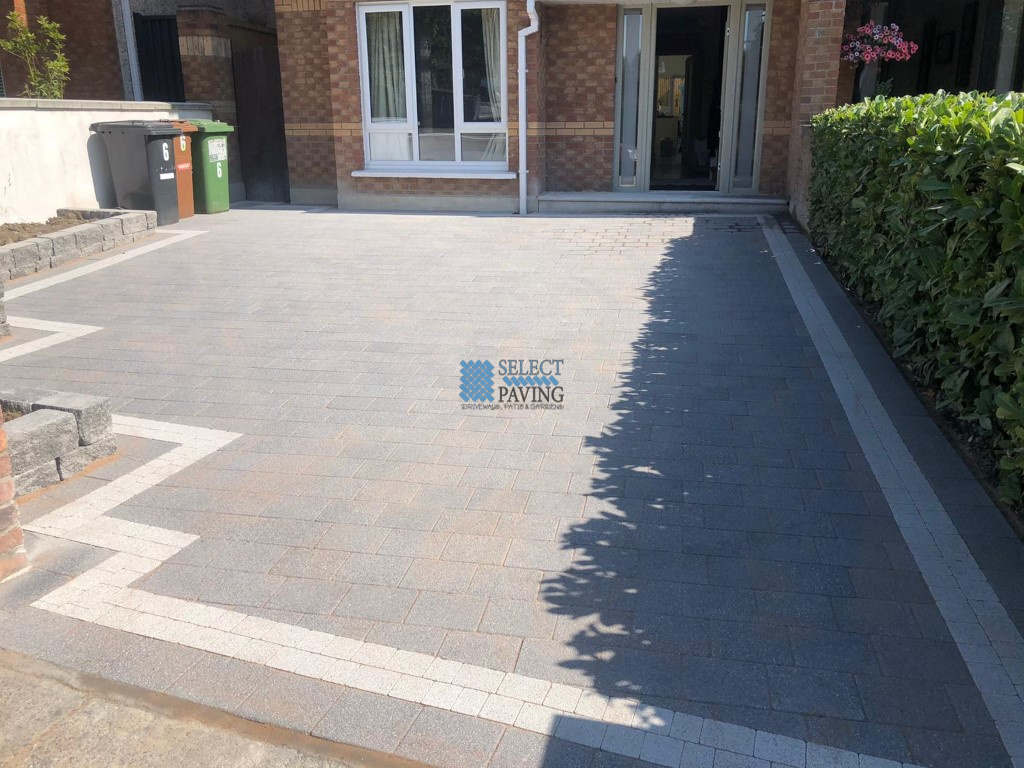 New Paved Driveway with Connemara Walling in Clonsilla, Dublin