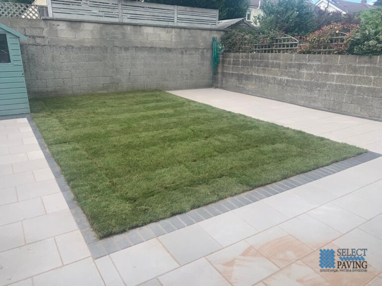 Patio with Charcoal Border and New Lawn in Clontarf, Dublin