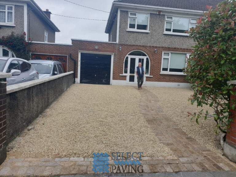 Gravel Driveway with Buff Granite Cobbles in Glasnevin, Dublin