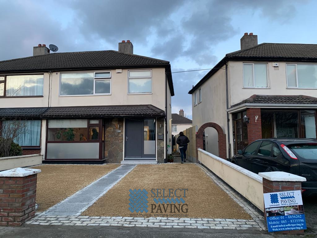 Gravel Driveway with Cobblestone Footpath and Fencing in Templeogue, Dublin