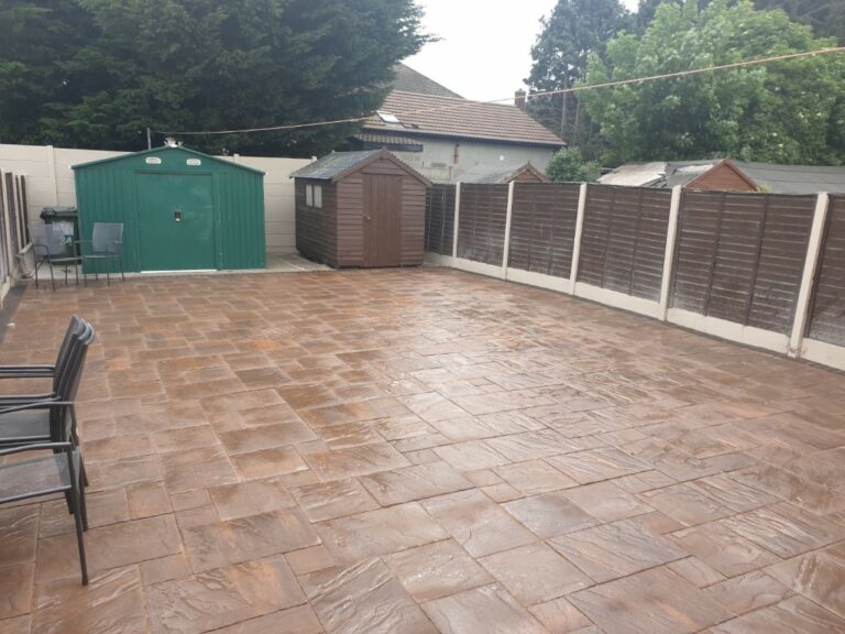 Patio with Belvedere Curragh Gold Slabs in Ballymun, Dublin