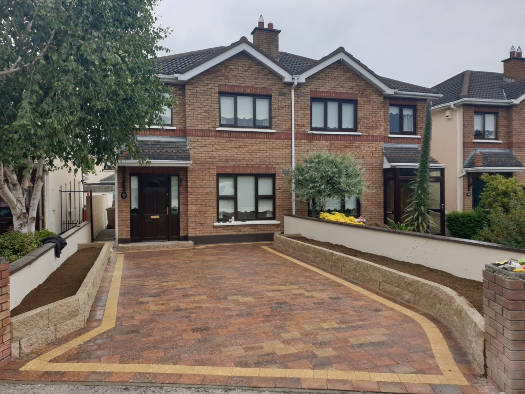 Tegula Paving Driveway with Raised Flower-Beds in Howth, Dublin